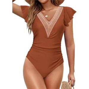 One Piece Brown Swimsuit